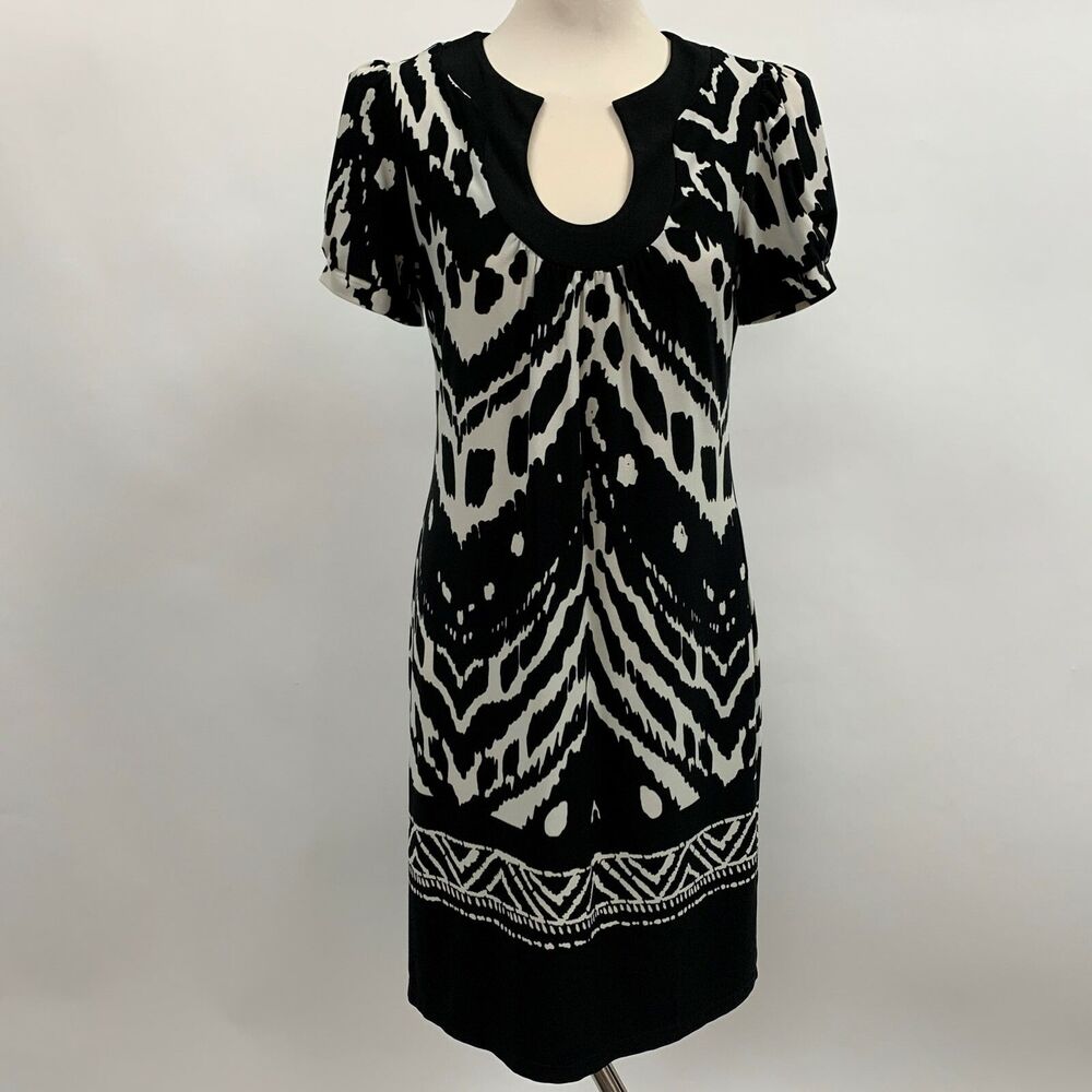 Enfocus Studio Women's Dress Size 8 Black Ivory‎ Multicolor